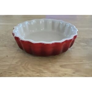 Le Creuset 5" Mini Fluted Stoneware Flan Tart Brûlée Baking Dish Cerise Cherry